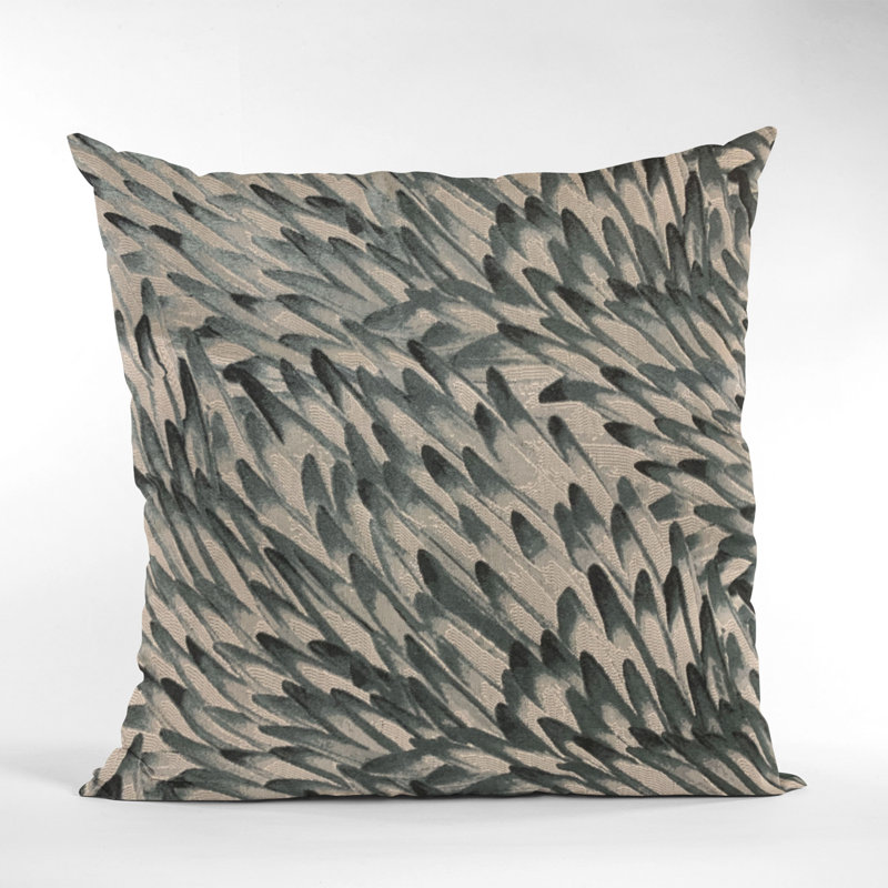 Coussin imprimé animal Feather Bird, 22 po x 22 po, Vert, noir