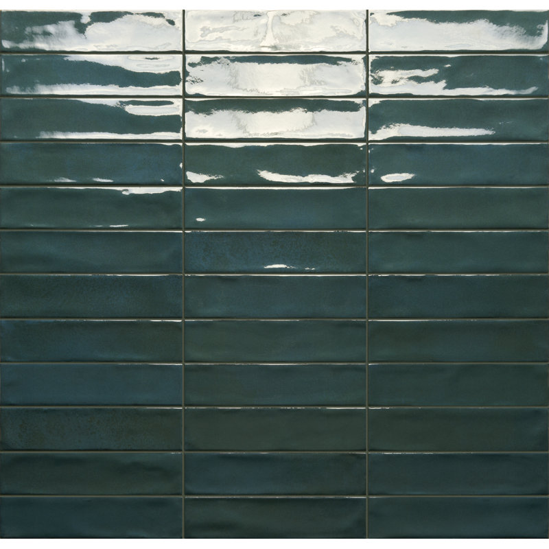 Morocca 2" x 8" Zellige Italian Porcelain Tile, Ocean Navy Blue