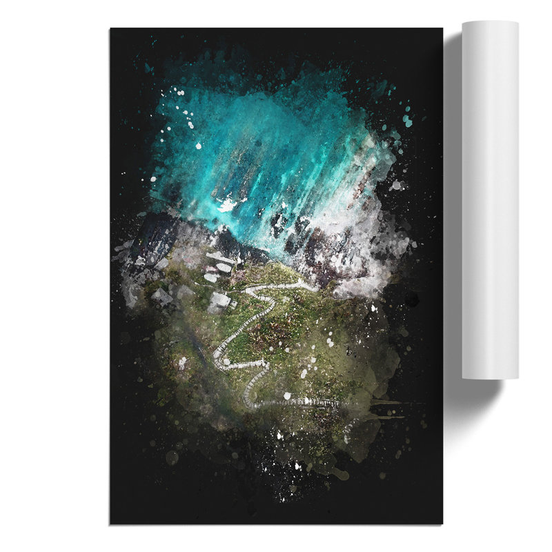 High Above Asturias in Spain Paint Splash - Frameless Print, 84cm H x 59cm W x 0.1cm D