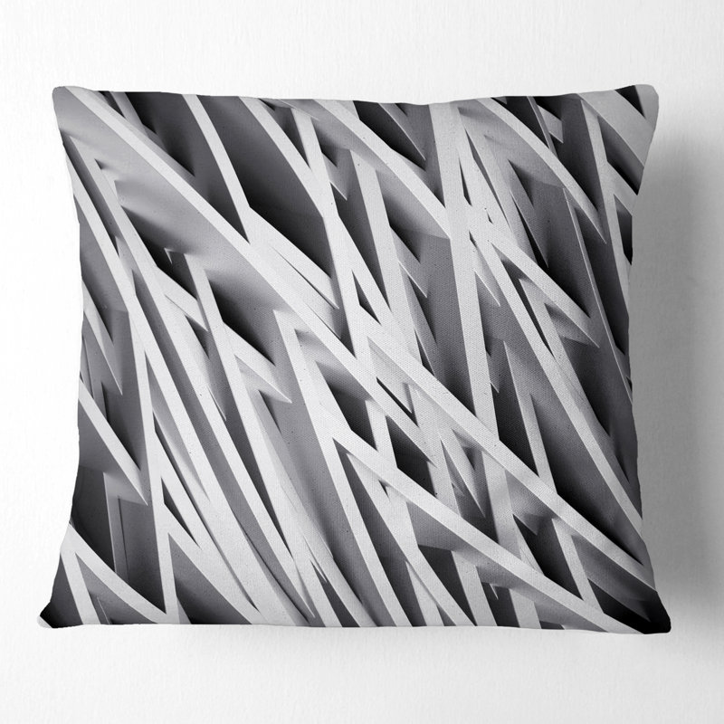 White Geometric - Abstract Printed Pillow, 18" x 18", Throw Pillow