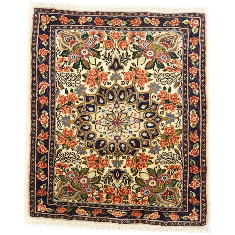 Tapis oriental crème indo-bidar à la main 2 x 3 crème
