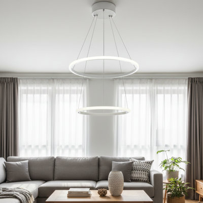 Aurelius 16" 2-Light Modern Halo Integrated LED Tiered Chandelier