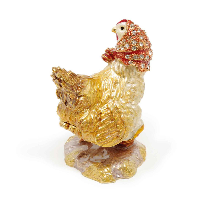Boîte à bijoux poule avec œufs