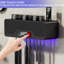 Porte-brosse à dents mural avec distributeur automatique, 3 tasses, noir