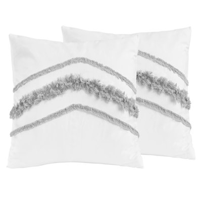 Boho Fringe White and Grey Decorative Throw Pillow Covers (Set of 2) by Sweet Jojo Designs