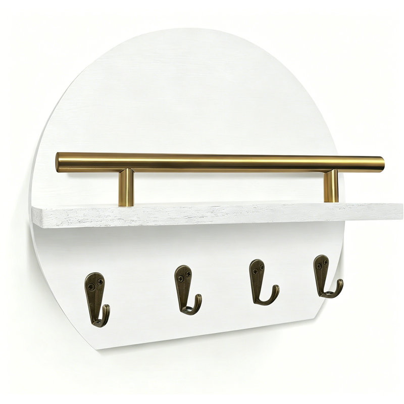 Porte-clés décoratif mural avec tablette, porte-clés rustique avec 4 crochets et fente pour courrier, rangement pour clés, courrier, laisses, esthétique décorative pour appartement, vestibule