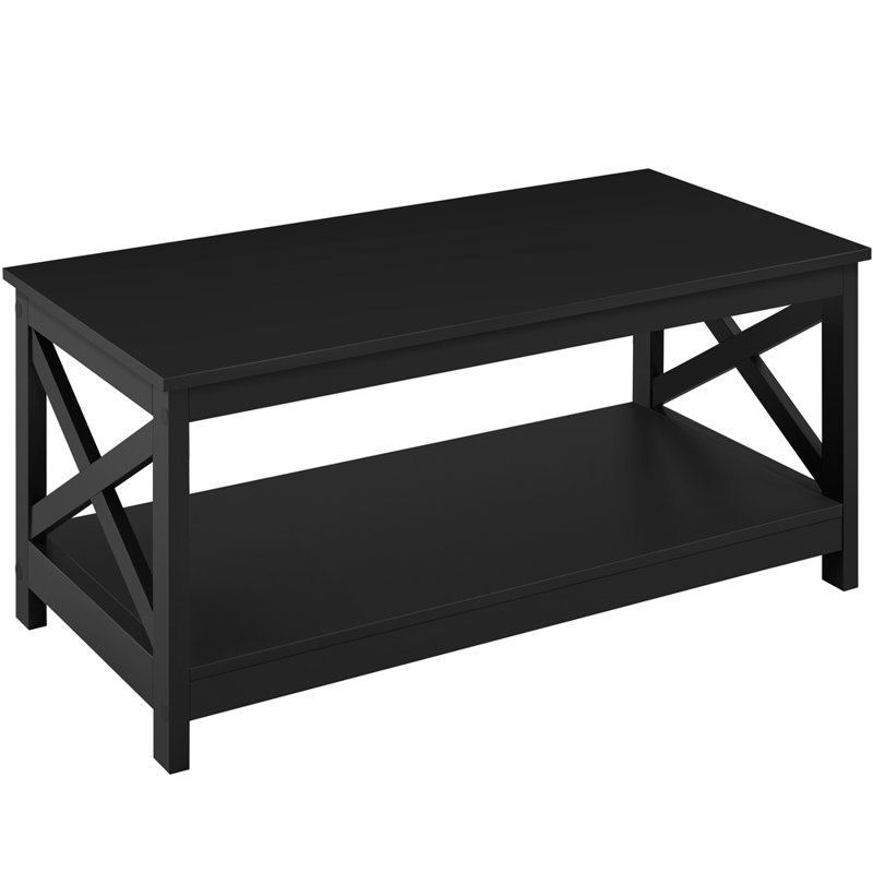 Solid Coffee Table with Storage, Black
