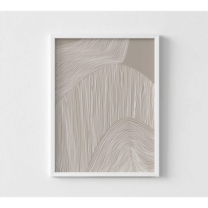 «Neutral Abstract Line Art Print», décoration murale moderne minimaliste, H 48 po x l 36 po, Blanc