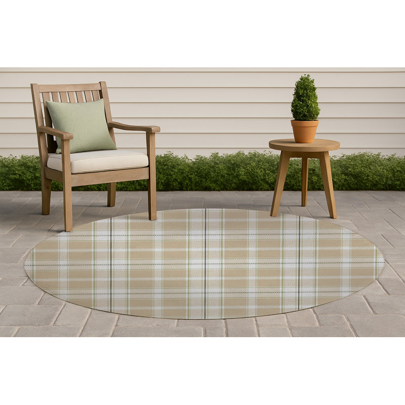 Billy Tartan Non-Slip Outdoor Rug, Round 5'