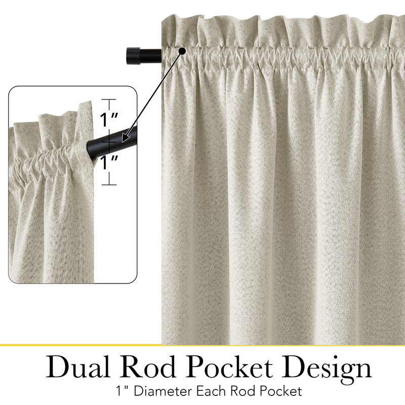 100% Blackout Door Curtain for French Front Door, Privacy Linen Thermal Insulated Window Treament Shade for Bedroom, Window Covering, 1 Panel