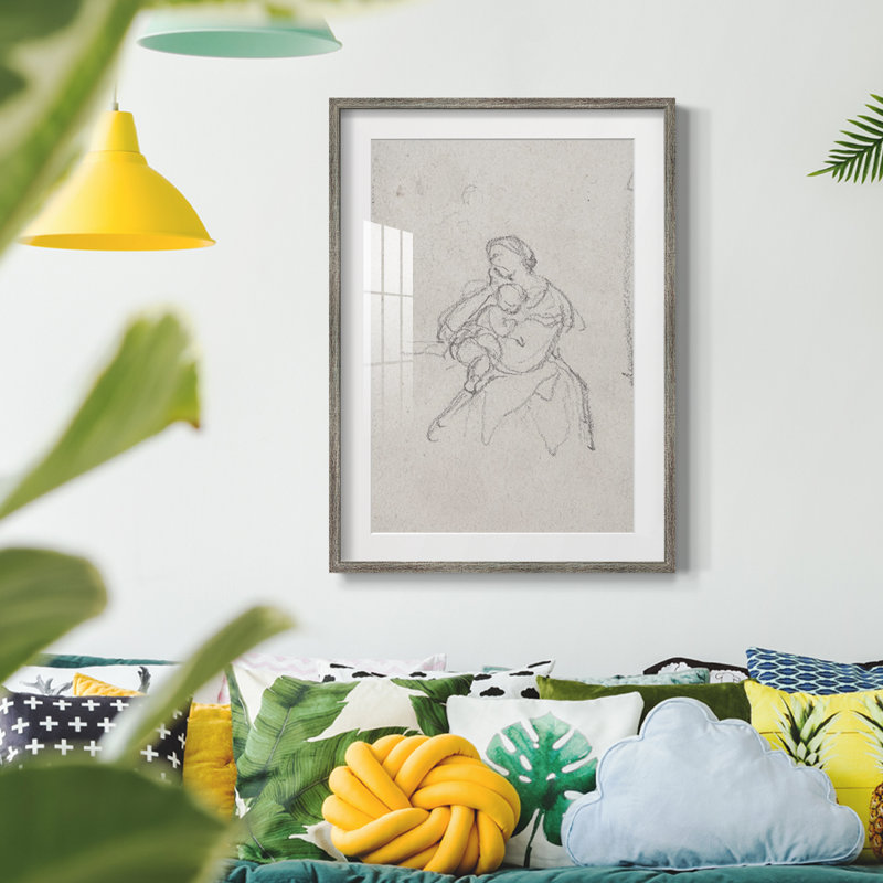 Croquis rétro Lxxv - impression encadrée, Argent patiné