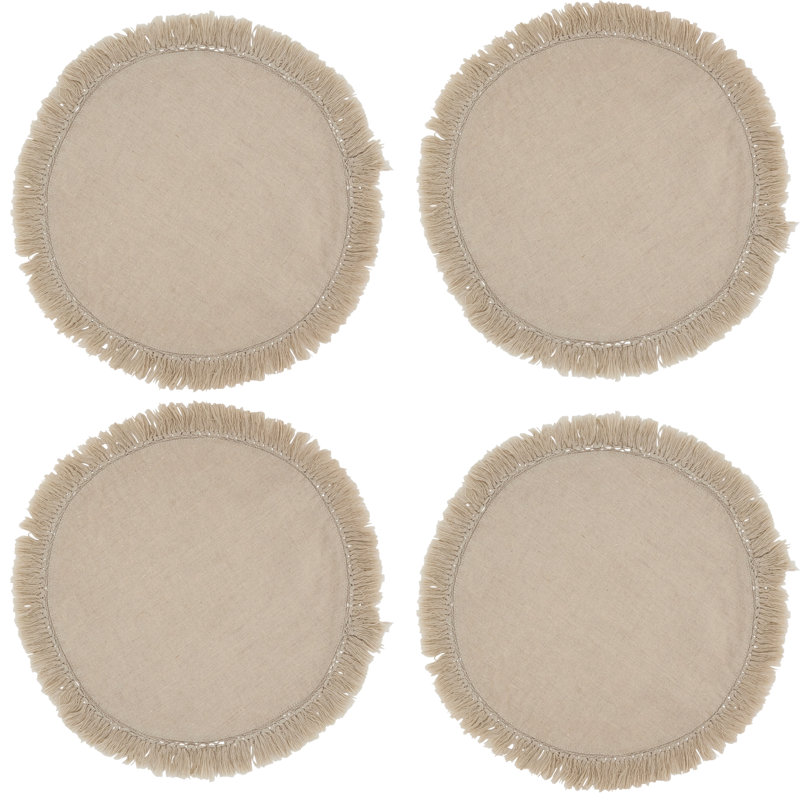 Refined Rustic Collection Linen No Pattern Round Placemat, Natural