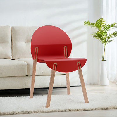 Ensemble de 4 chaises cramoisies - Pieds en bois de chêne rouge et ensemble de mobilier de salle à manger et de salon en PP
