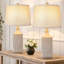 Ensemble de lampes de table en céramique de 23 po ChenJoss, convient aux chambres à coucher, aux salons, aux bureaux et aux bureaux (ensemble de 2)