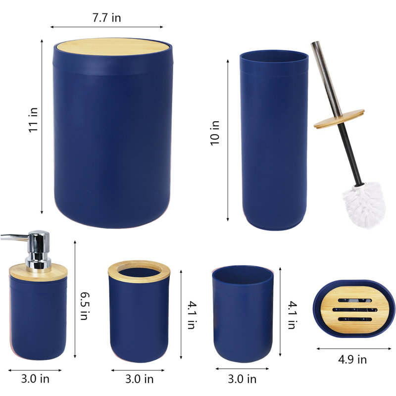 Nathaniel Bathroom Accessory Set, Dark Blue
