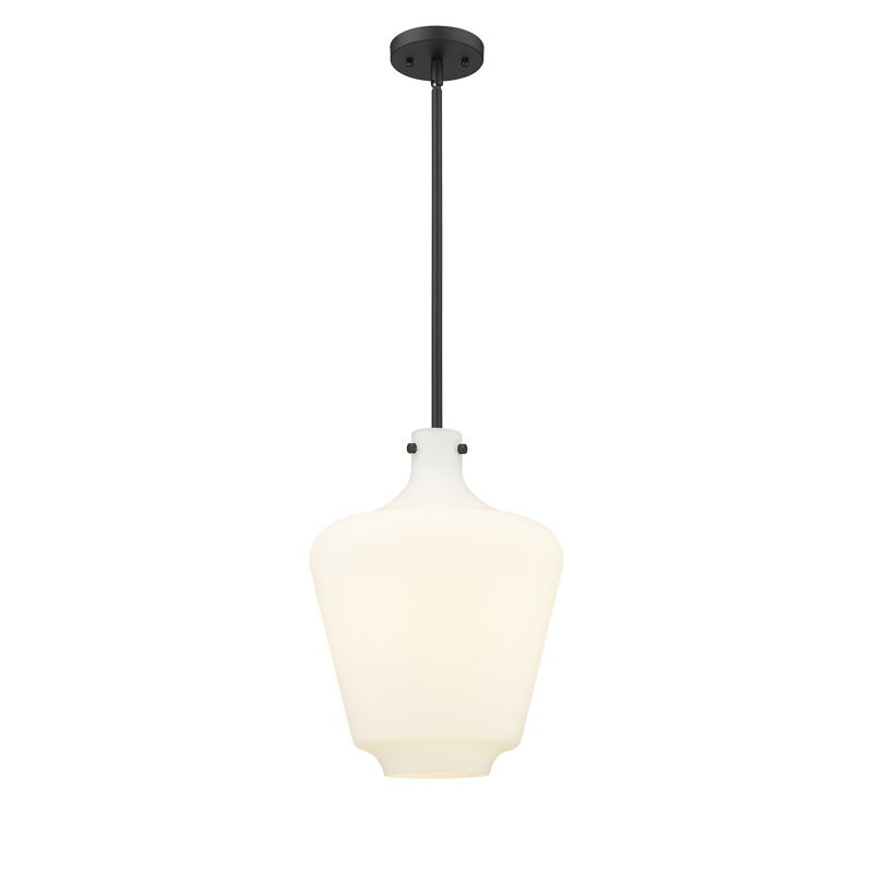 1 - Light Single Pendant, Matte White, No Bulb Included, Matte Black