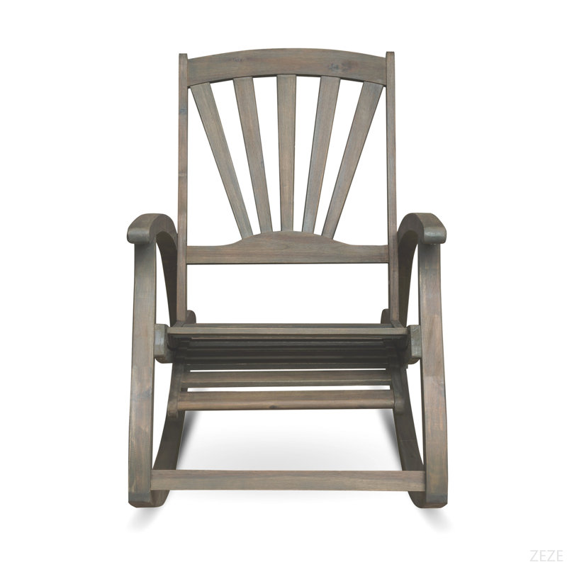 Chaise berçante d'extérieur en bois d'acacia avec panneau de pied rétractable, chaise berçante de patio à bascule