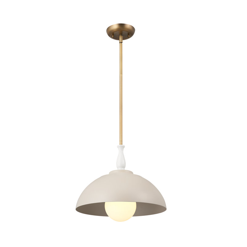 1 - Light Single Pendant, 14" H x 14" W x 14" D, Greige