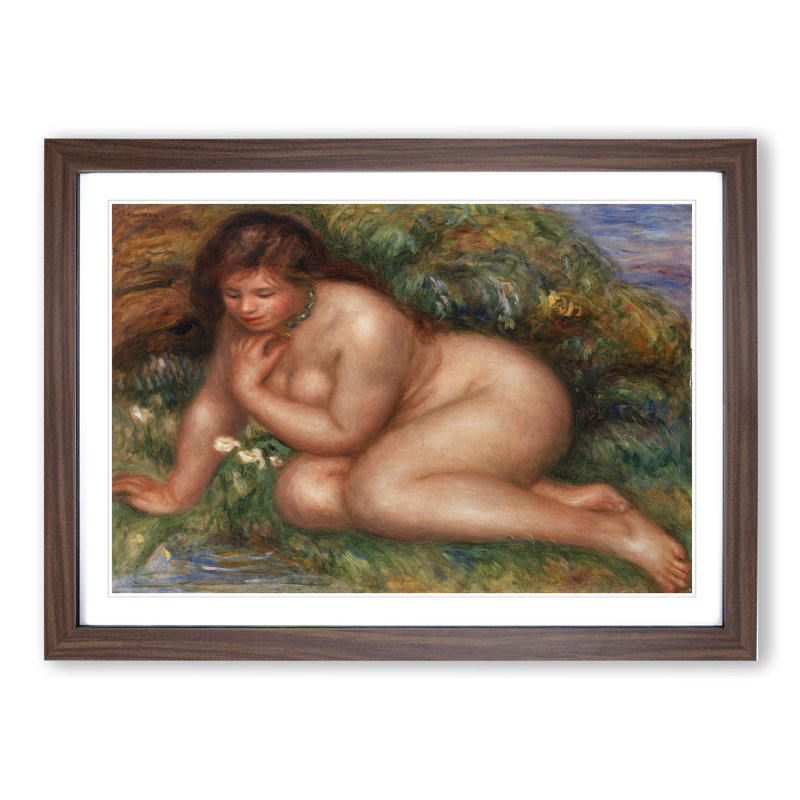 Bather Gazing by Pierre-Auguste Renoir - Picture Frame Painting, Walnut, 65cm H x 90cm W x 2cm D