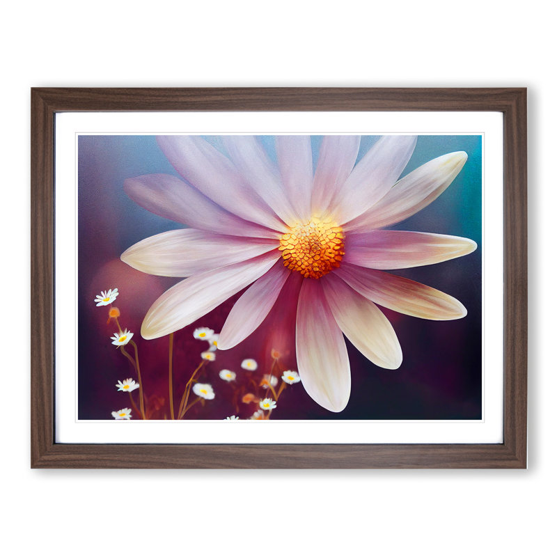 Adorable Daisy Flower - Framed Print, 46cm H x 64cm W x 2cm D, Walnut