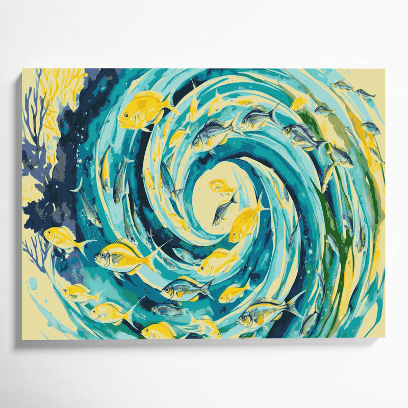Art mural sur toile hawaïen contemporain, poisson brun, H 20 po x l 30 po