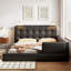 Grand lit plateforme tapissier avec 2 lampes de lecture