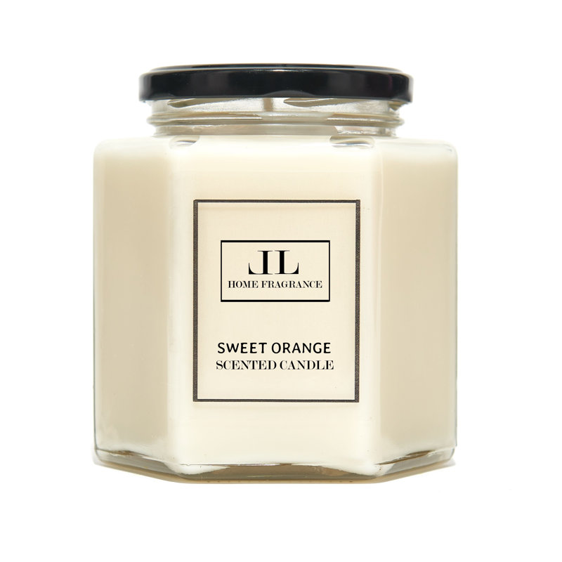 Orange Scented Jar Candle, 9cm H x 7cm W x 7cm D