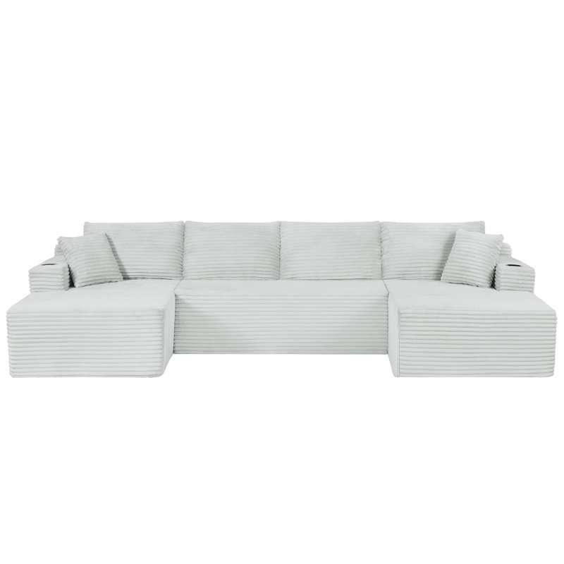 Ensemble de canapé modulaire compressible en forme de U, canapé modulaire de style minimaliste, canapé en tissu de velours côtelé pour le salon