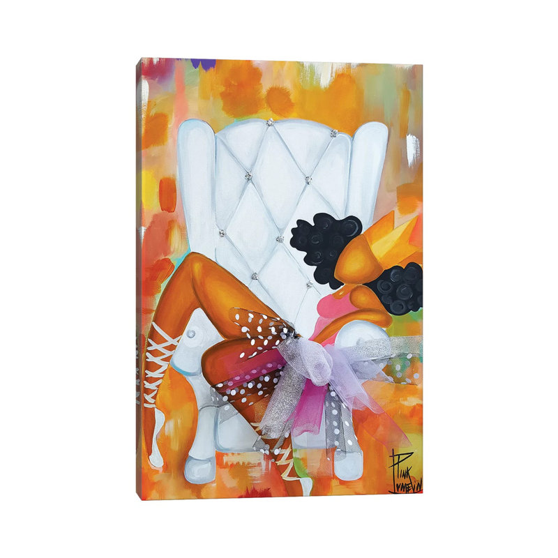 « Belle » par Pinklomein-impression d’art graphique, Pas de tapis, Toile tendue, H 26 po x l 18 po x 1,5 po
