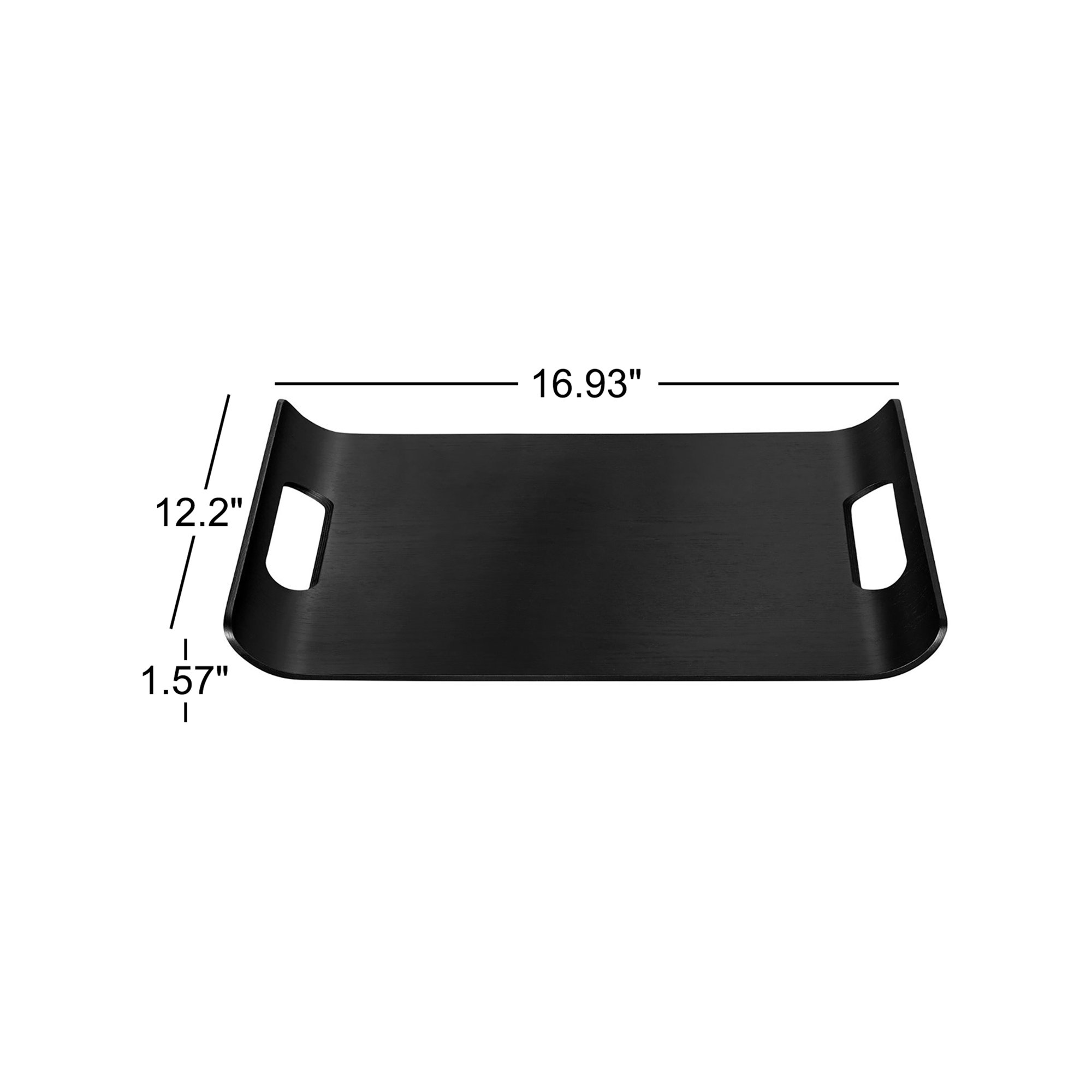 WILO Hardwood Tray with Handles, Large 1.57" H " 16.93" W x 12.2" D, Black