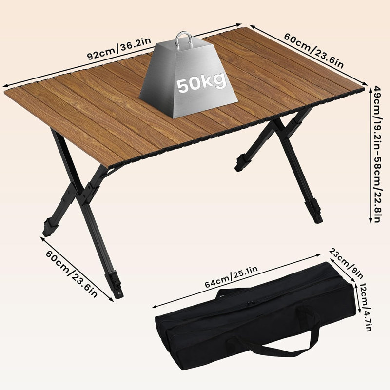 Calianno Rectangular Outdoor Camping Table , 60cm cm W 92cm cm D