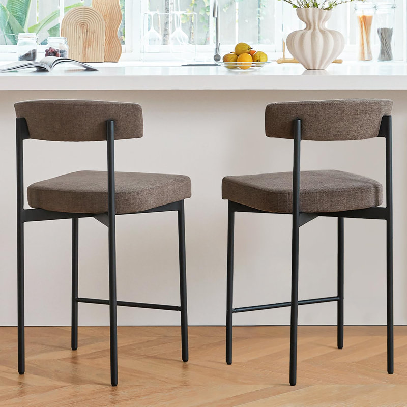 Ensemble de 2 tabourets de bar modernes, Noir, Gris