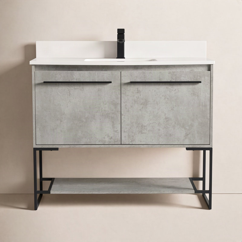 Ensemble de meuble-lavabo simple 40 po Rozell, Gris béton