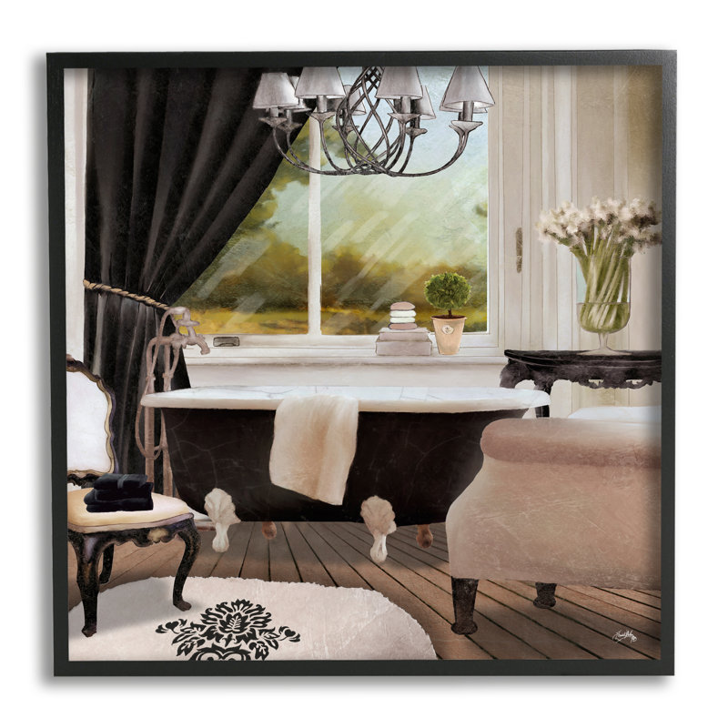 «Beautiful Bathroom Designer Pink» par Elizabeth Medley - impression, H 17 po x l 17 po, Giclée encadrée noir minuit
