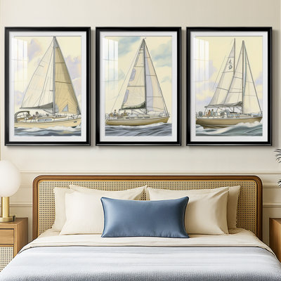 NAUTICAL Series CXIX - Impression sur mesure encadrée de qualité supérieure - 3 pièces