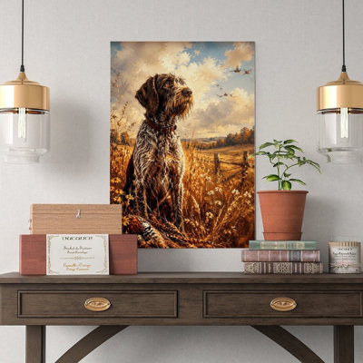 Canvas Wall Art German Wirehaired Pointer Hunting Dog Art Print Vintage Poster Print Home Decor