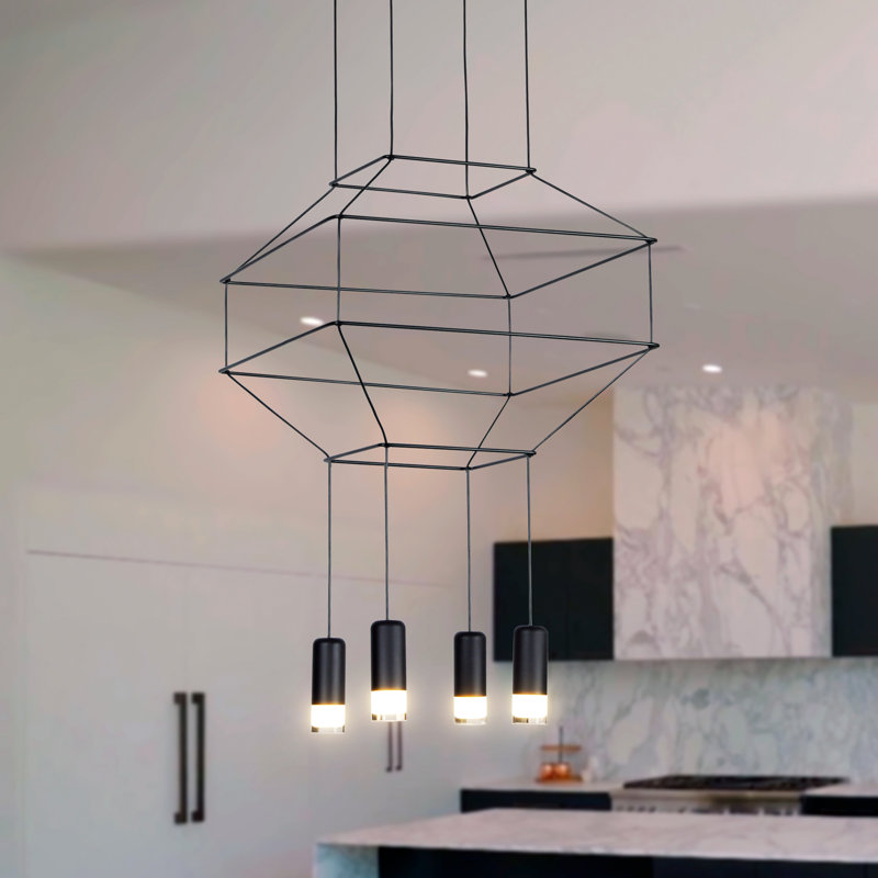 Expression 18" Black Aluminum Geometric LED Pendant