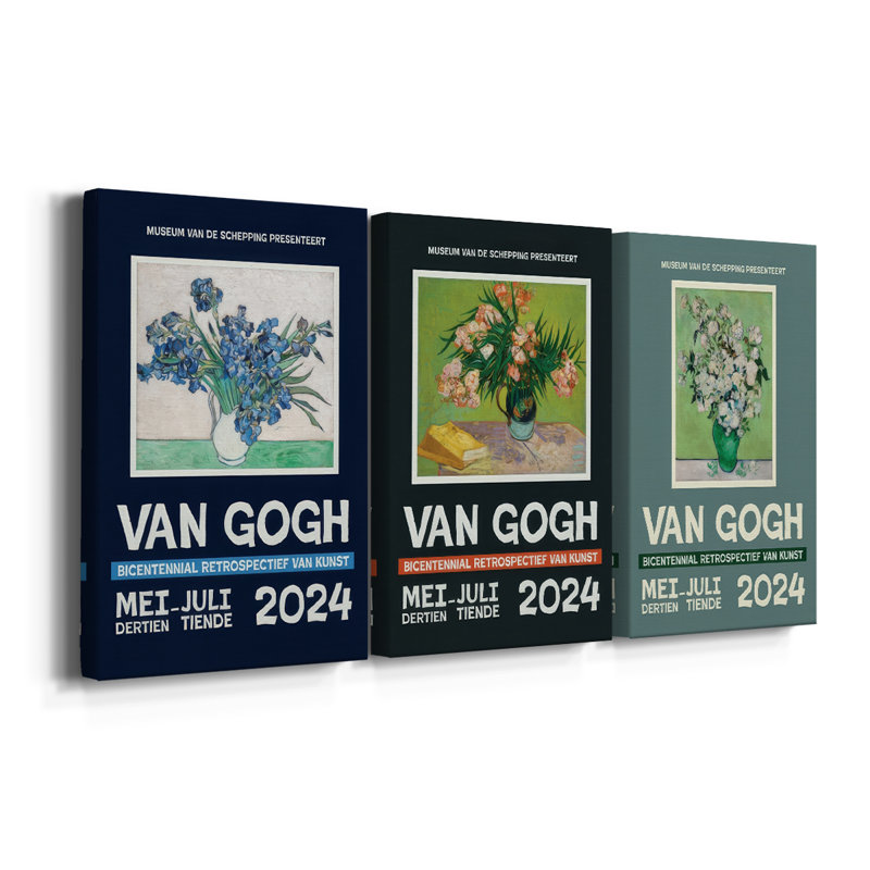 Van Gogh, exposition d'affiches sur toile I - 3 pièces, H 12 po x l 24 po