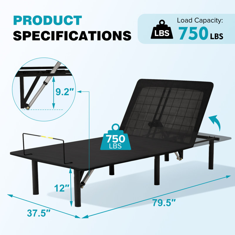 Split king adjustable base: motorized zero-gravity design with wireless remote - base only, premium build