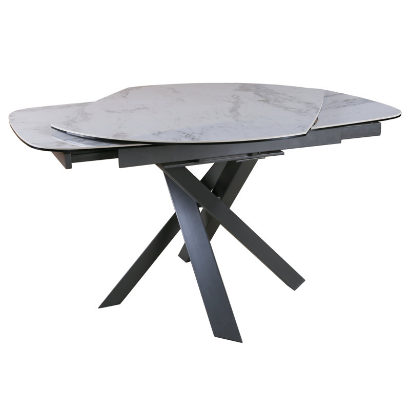 Arcibaldo Extendable Oval Metal Base Dining Table, Gray