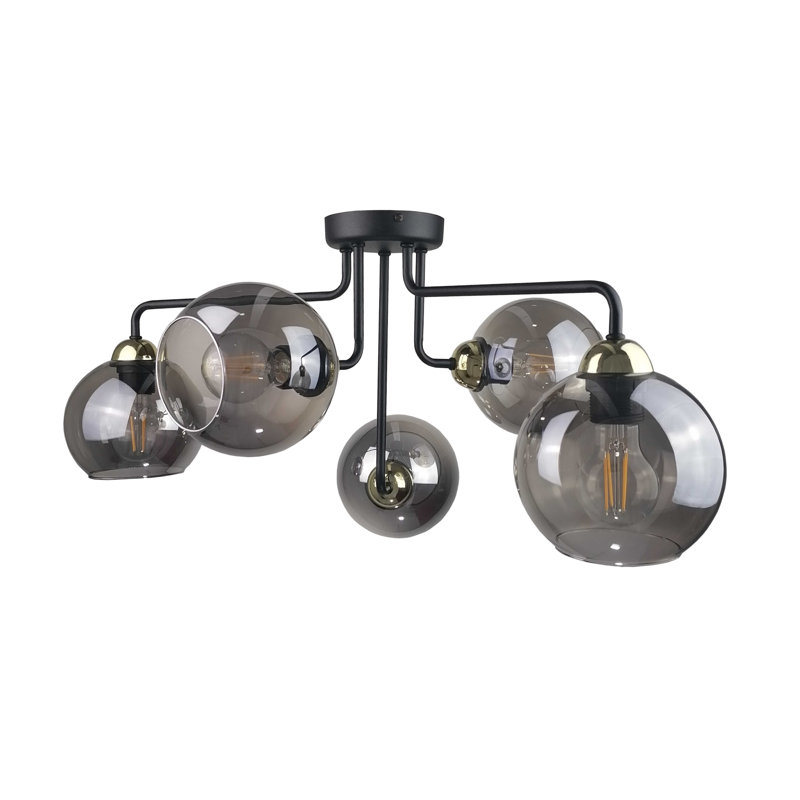 Corder Glass Semi Flush Mount, Black/Gold