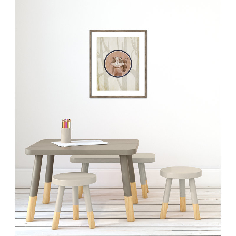 Animaux de la forêt, impression sur papier 1 pi, H 24,5 po x l 20,5 po x P 1,18 po, Encadré de boîte de grange gris