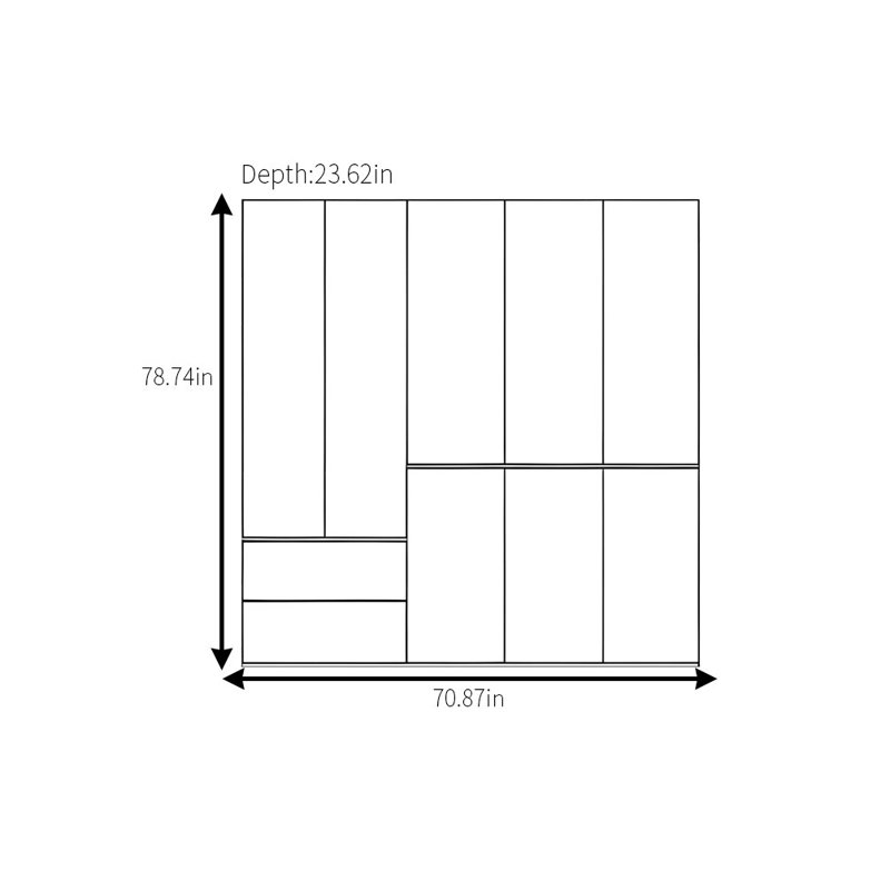Garde-robe simple de couleur unie, H 78,74 po x l 70,87 po x P 23,62 po
