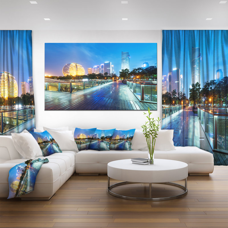 Gratte-ciels china hangzhou-impression sur toile, H 40 po x l 60 po x P 1,5 po, Toile tendue