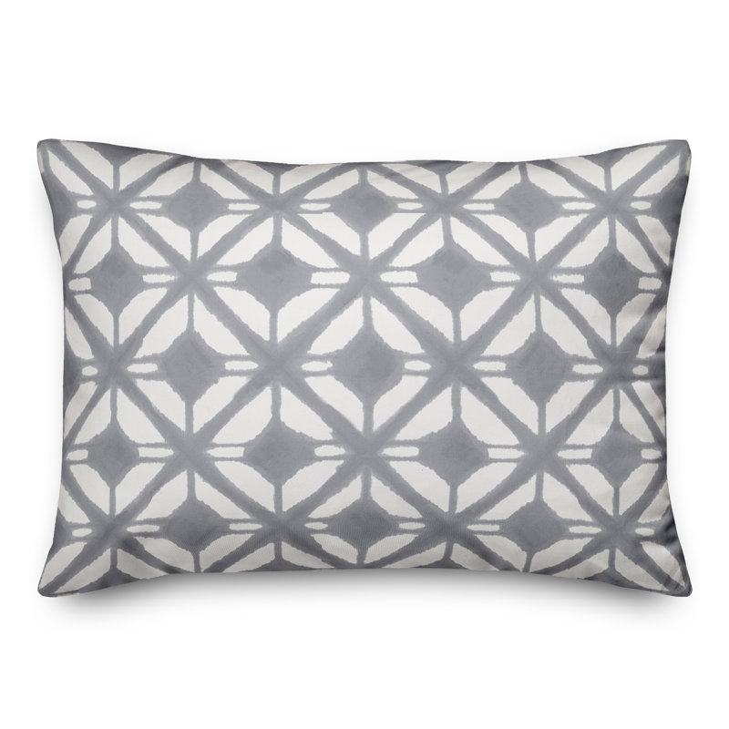  Diamond Lumbar Pillow, Gray/White