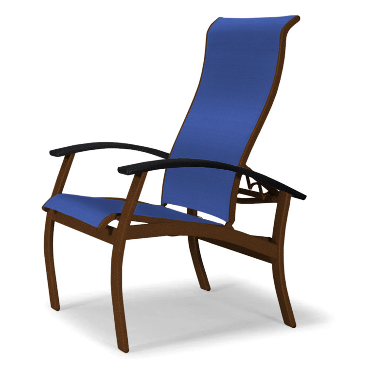 Chaise de patio Askar, Atlantis bleu royal Sunbrella®, Noir, Kona texturé