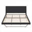 Lit plateforme tapissier très grand pour la chambre à coucher, cuir de polyuréthane noir de jais avec motif ondulé sans sommier tapissier