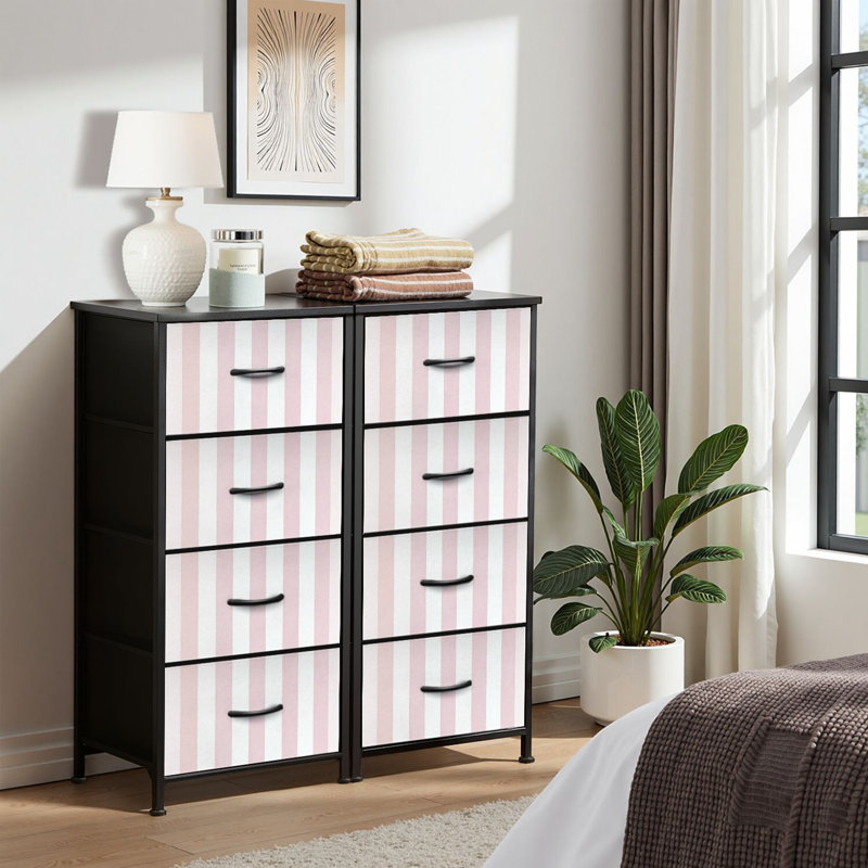 4 Drawer Dresser for Bedroom, Narrow Chest of Drawers, Wooden Top and Study Iron Frame 18"x37.5"-(WxH)