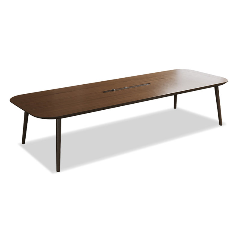 Table de conférence moderne en bois massif avec prises de courant intégrées, H 29,53 po x L 110,24 po x l 39,37 po