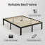 Structure de lit simple 14 po avec lattes en bois, sans sommier tapissier, structure de lit plateforme en métal, facile à assembler, noir-910736206